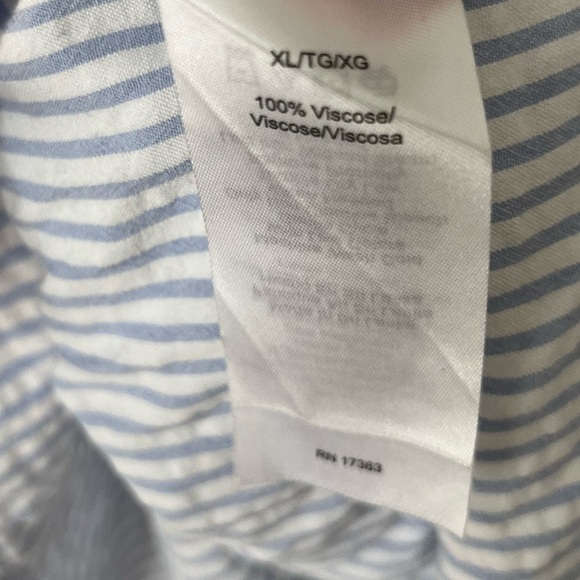 DONNA KARAN Striped Seersucker Notch Collar Button Front Sleep Top Size XL - Picture 6 of 7